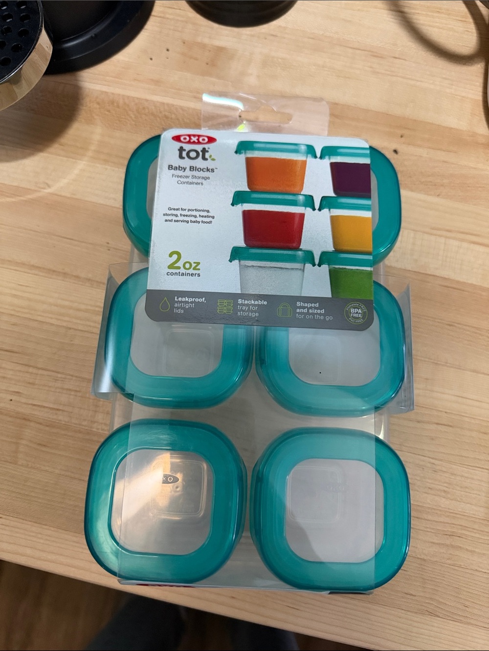 Oxo Tot 2oz Baby Blocks Food Storage Containers - Teal Lids